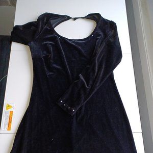 Black Velvet Dress with Tie Neck
